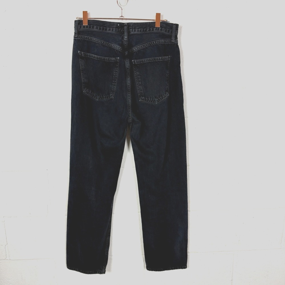 Agolde 90s Pinch Waist Jeans High Rise Straight SZ 28 (Fits 30") Buttonfly Black - Picture 6 of 15